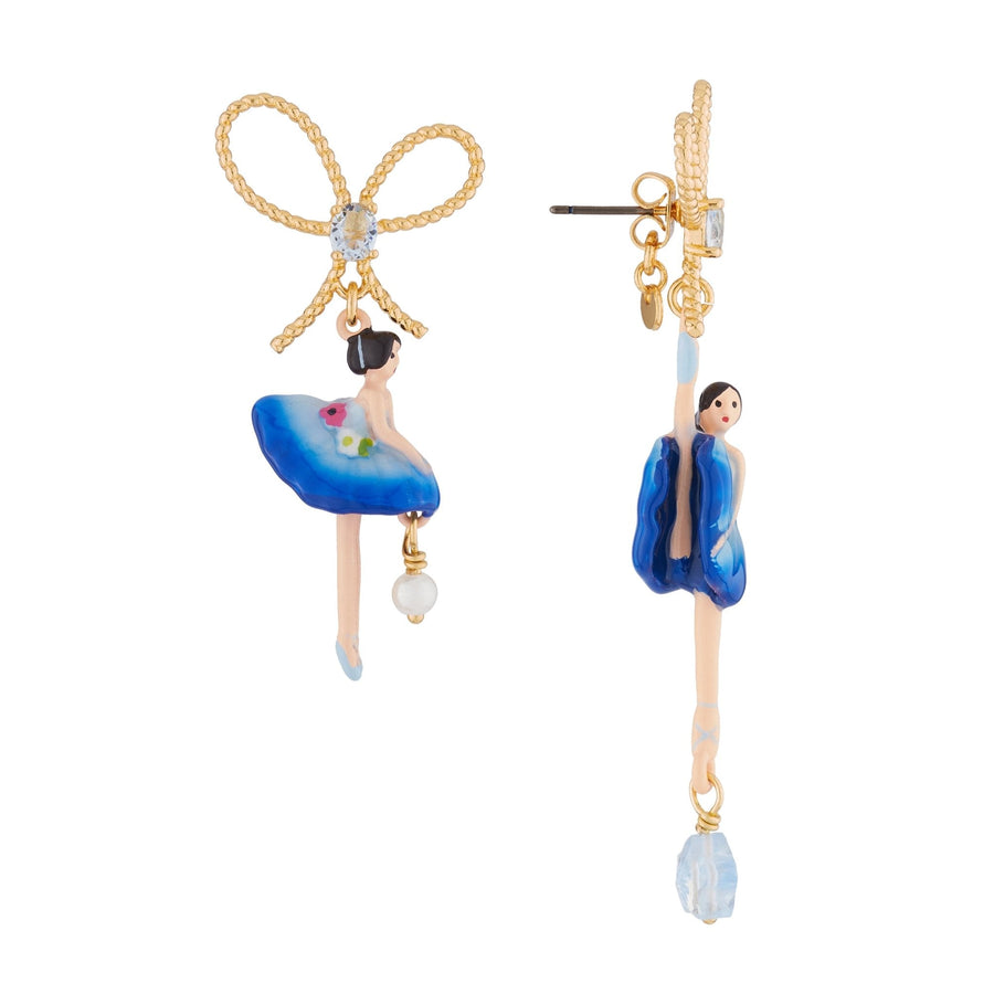 Pas de Deux Blue Gradient With Flowered Belt Earrings (Clip on)
