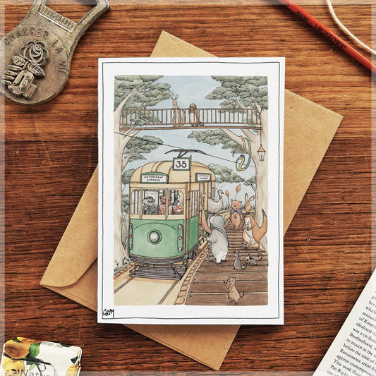 The Waterfront Gardens Tram - Greeting Card