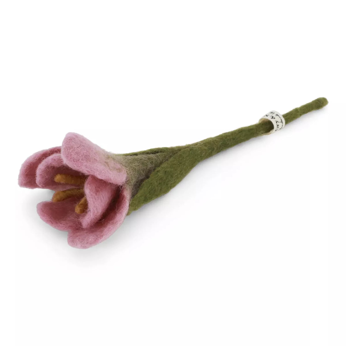 Handmade pink felt crocus with brown centre