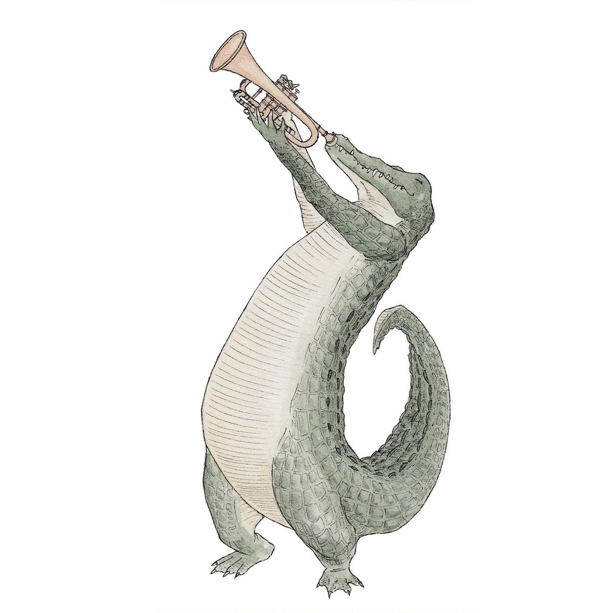 The Crocodile & His Trumpet - Greeting Card