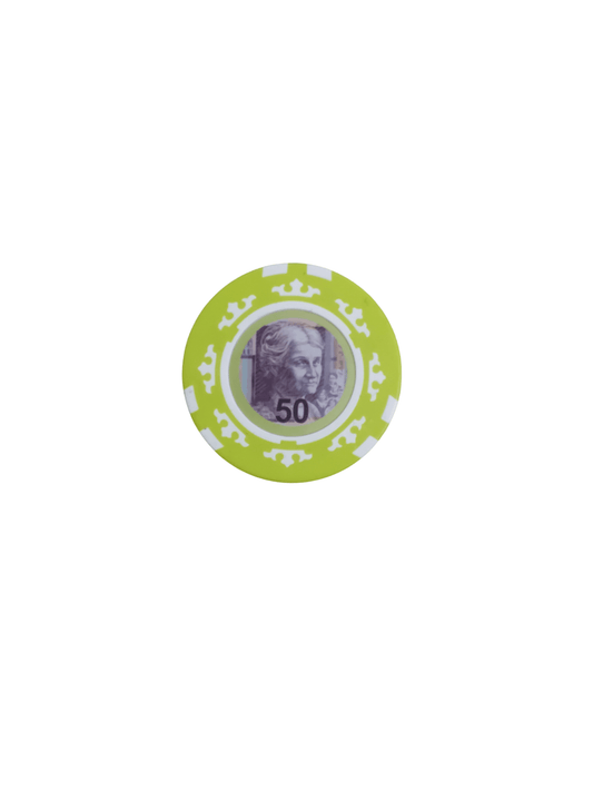 $50 Australia Currency Poker Chip (Neon Green) - Mu Shop