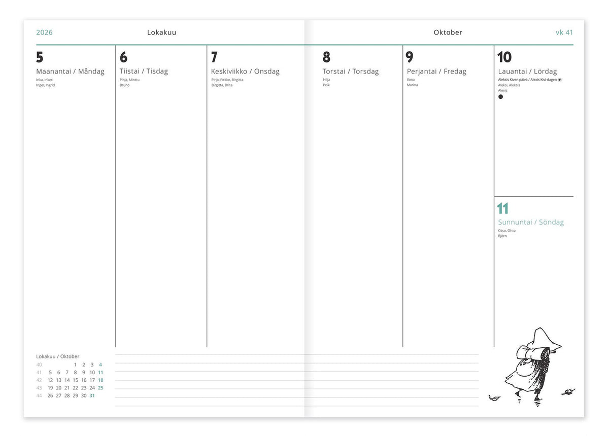Weekly Diary A5 2026 – Putinki Moomin