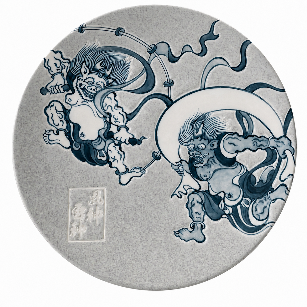 Fujin Raijin Large Plate 27.5cm
