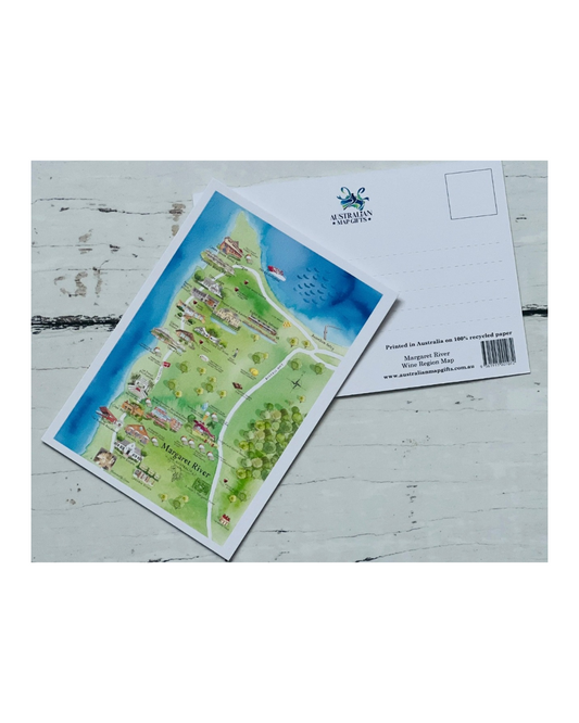 Margaret River Wine Region Map Postcard A6