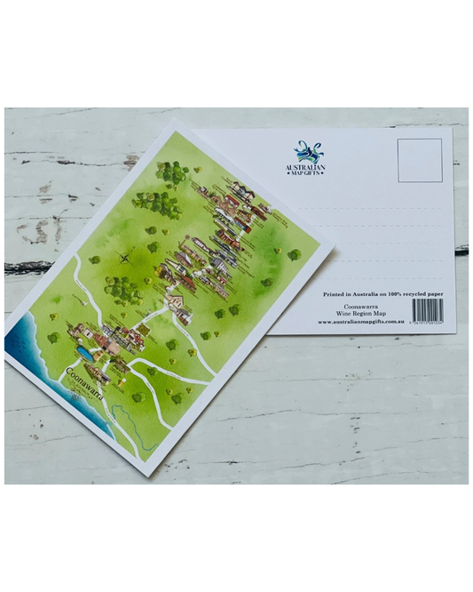 Coonawarra Wine Region Map Postcard A6