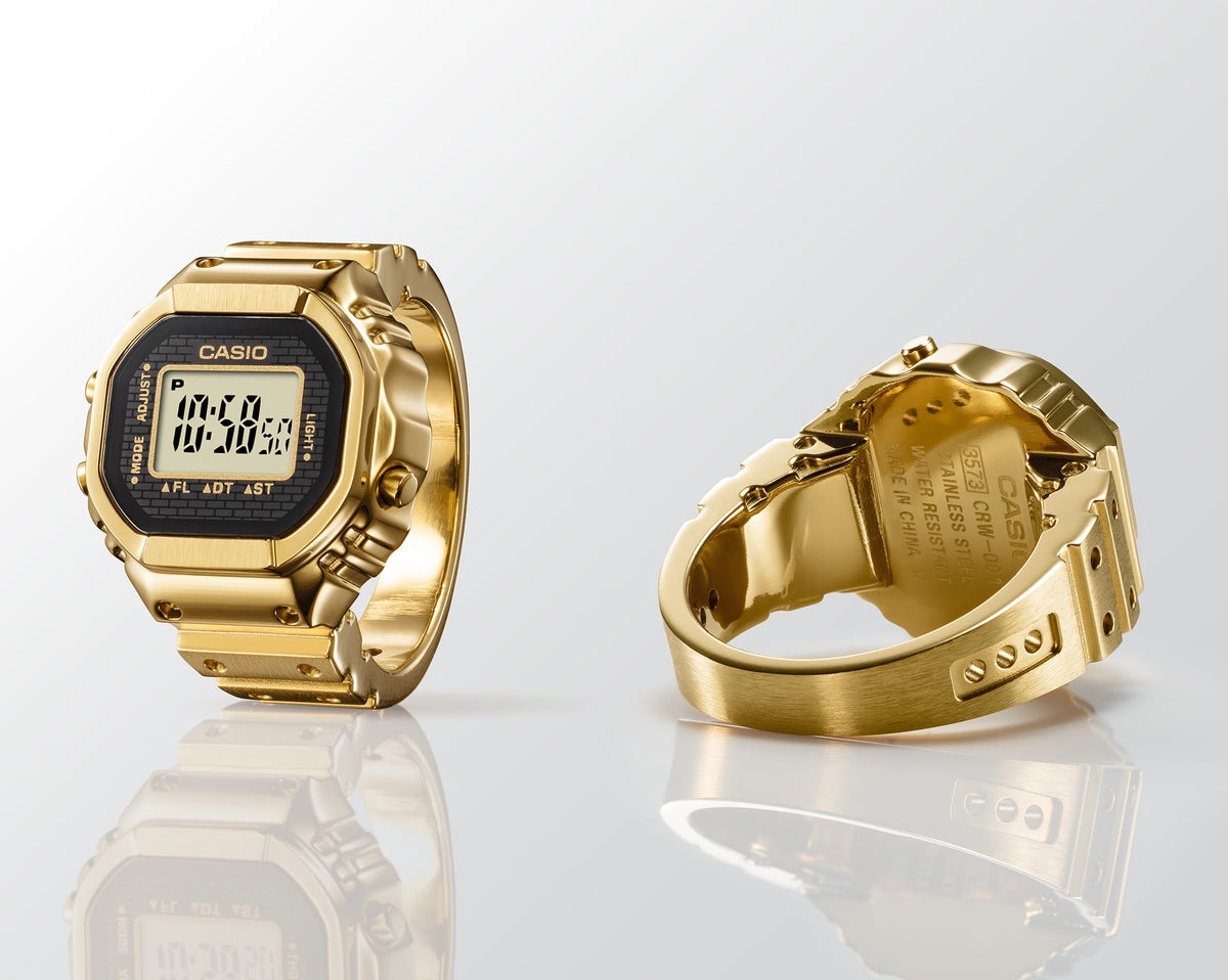 Casio CRW001G-9D ring watch metal case craftsmanship detail