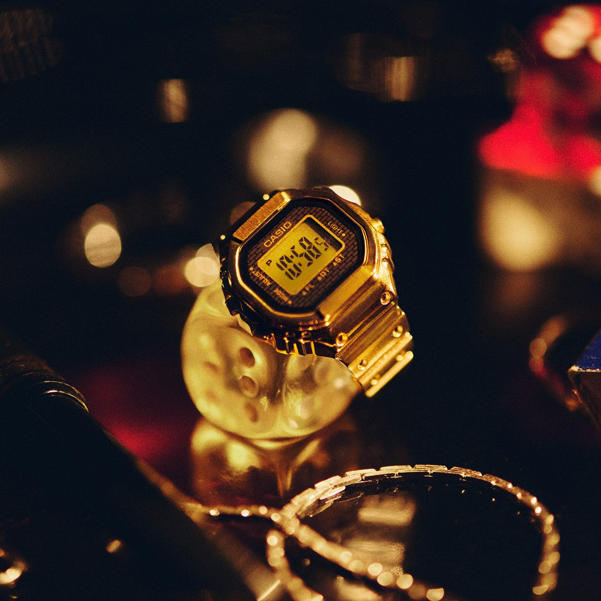 Casio CRW001G-9D gold ring watch lifestyle view