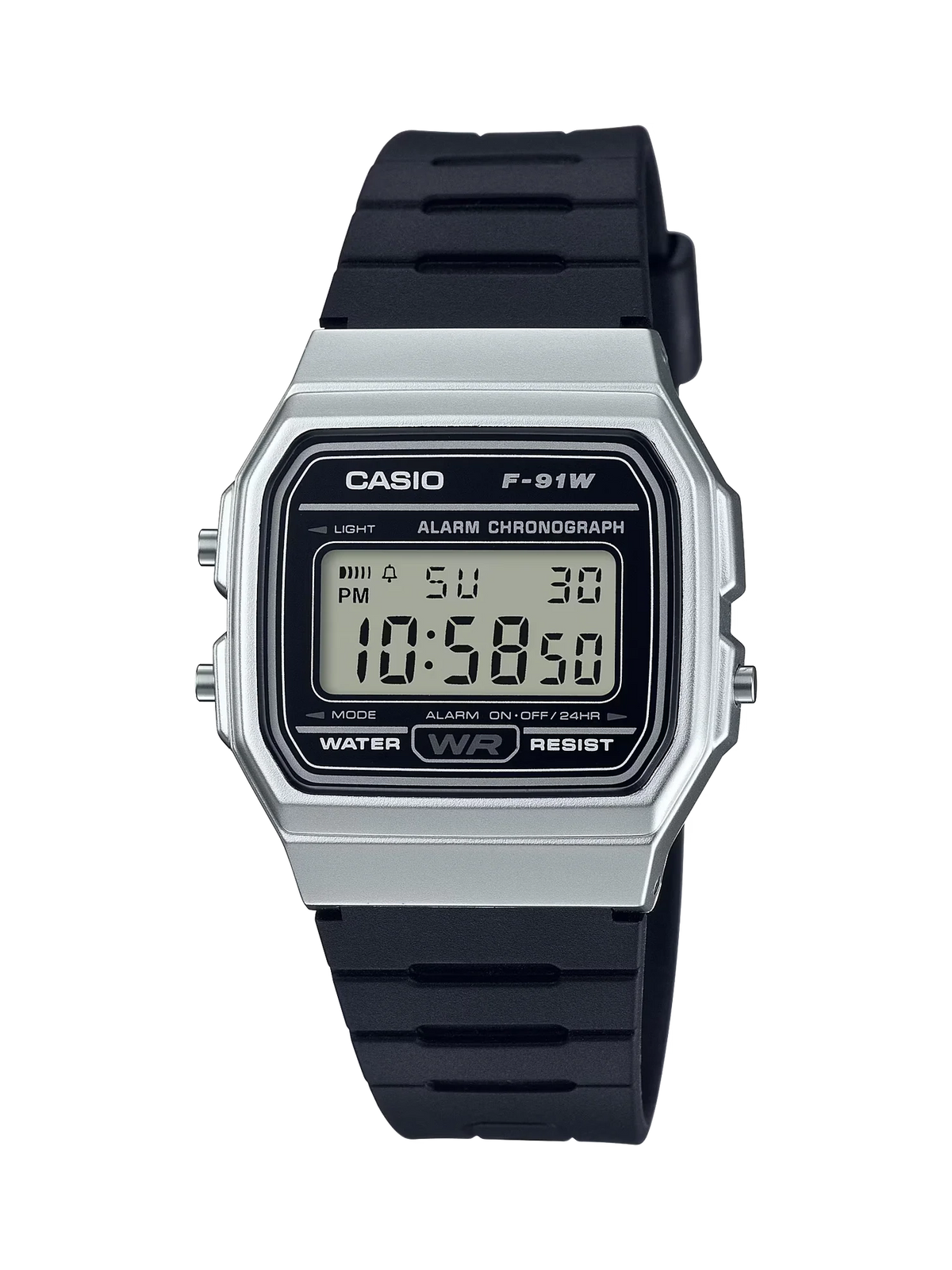 Casio F91W Series Digital Watch Silver Case Resin Band