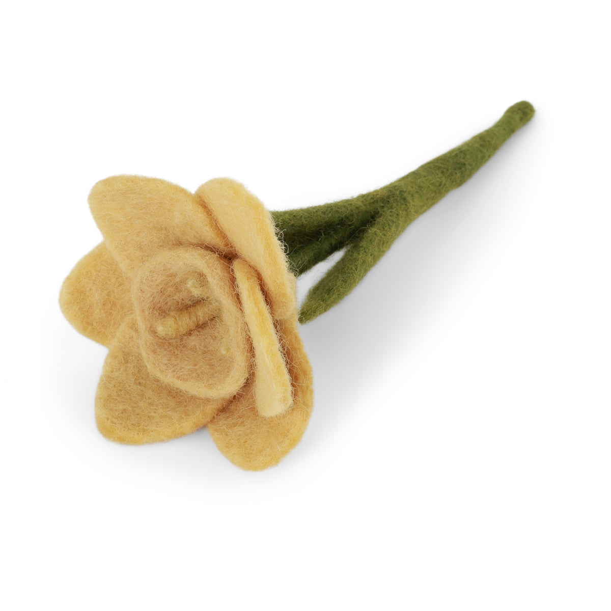 Small yellow felted daffodil with green stem