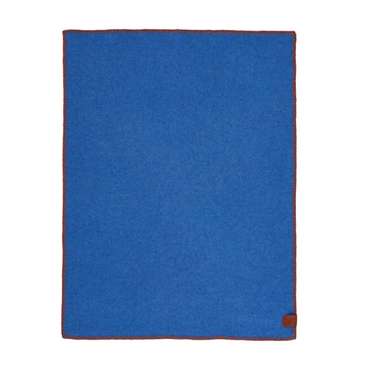 Klippan Cozy Baby blue wool blanket with orange edging