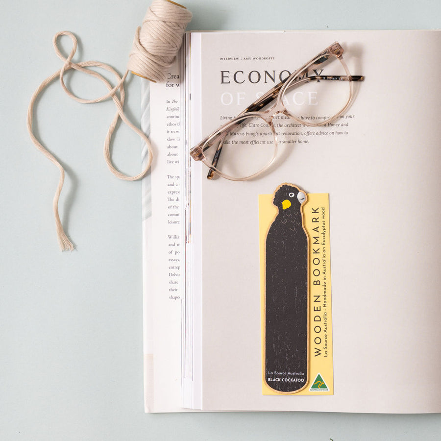 Black Cockatoo Wooden Bookmark