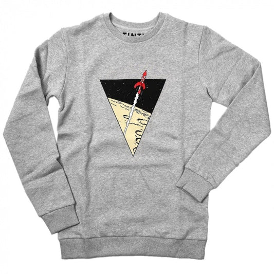Tintin Triangle Rocket adult sweatshirt in light grey
