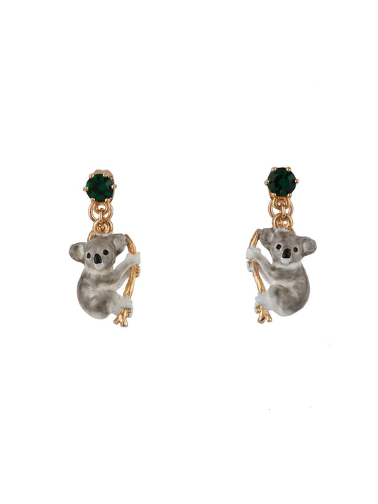Animals From Australia Green Rhinestone & Koala Earrings (Stud)