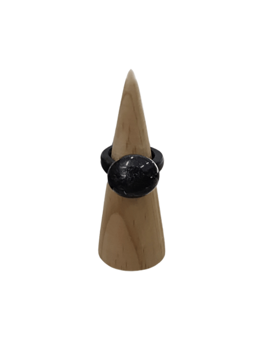 Black Oval Textured Resin Ring - Mu Shop