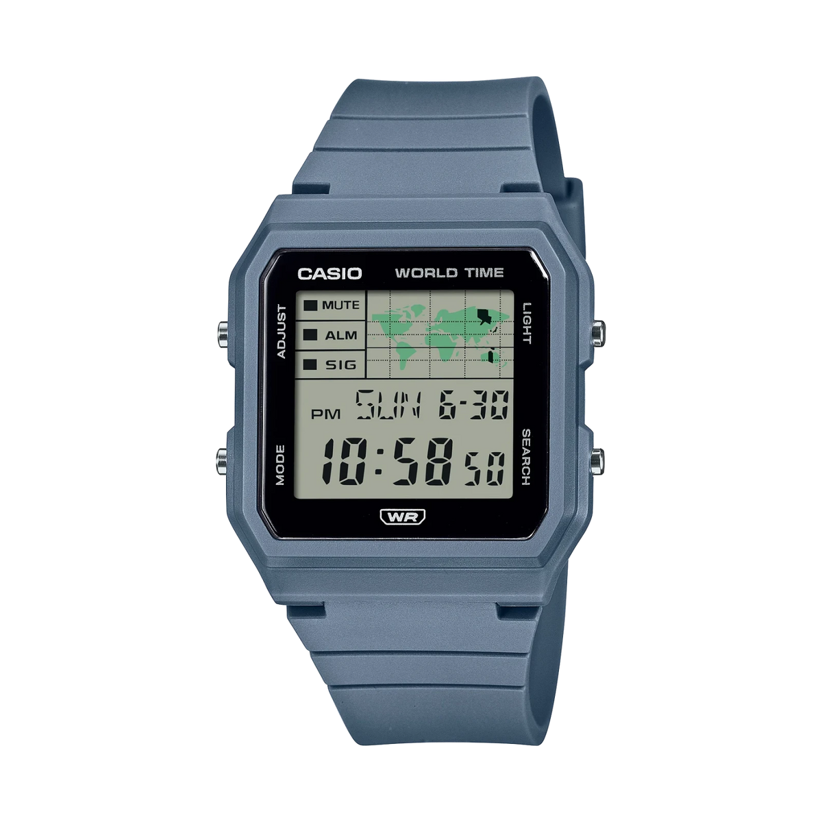 CASIO DIG WORLD MAP, BLUE RESIN BAND WATCH - Mu Shop