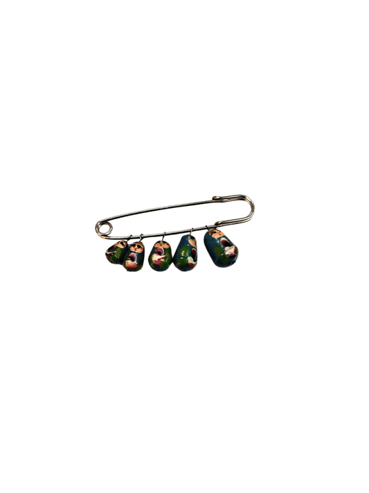 Handmade Russian Matryoshka Doll Pin (Green) - Mu Shop
