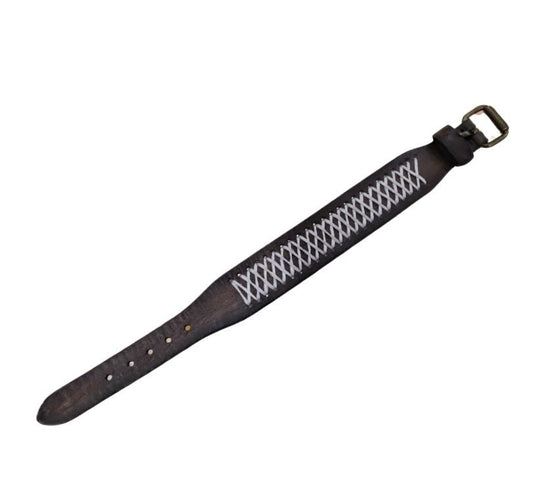 Leather Bracelet Stripe - Brown - Mu Shop