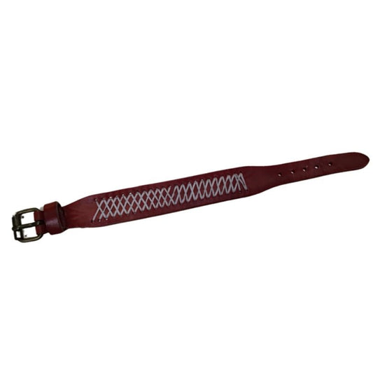 Leather Bracelet Stripe - red - Mu Shop