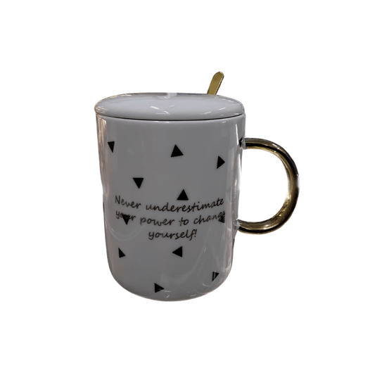 'Never underestimate your power to change yourself' Mug with spoon - Mu Shop