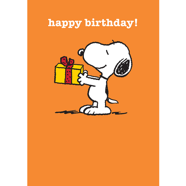Snoopy with Yellow Gift Greeting Card — front design